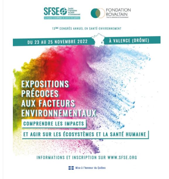 Flyer d'invitation au Congrès "Expositions précoces aux facteurs environnementaux" du 23 au 25 novembre 2022 à Valence
